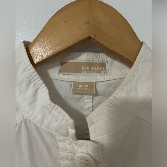 Michael Kors white short sleeve button front tweed shirt jacket - Picture 2 of 4